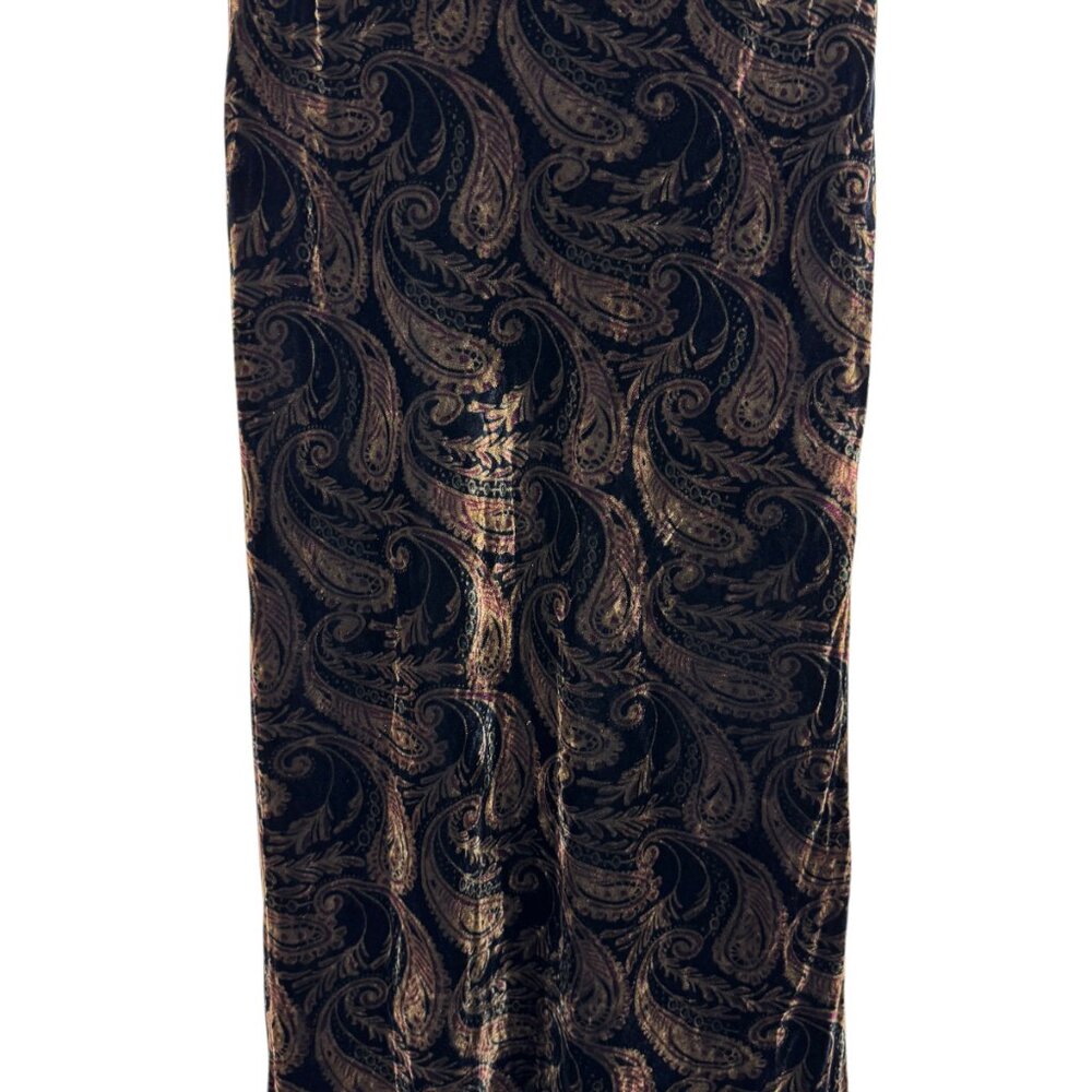 Alex & Co. Black, brown and purple paisley velvet long mermaid skirt Size 8 - Picture 8 of 10